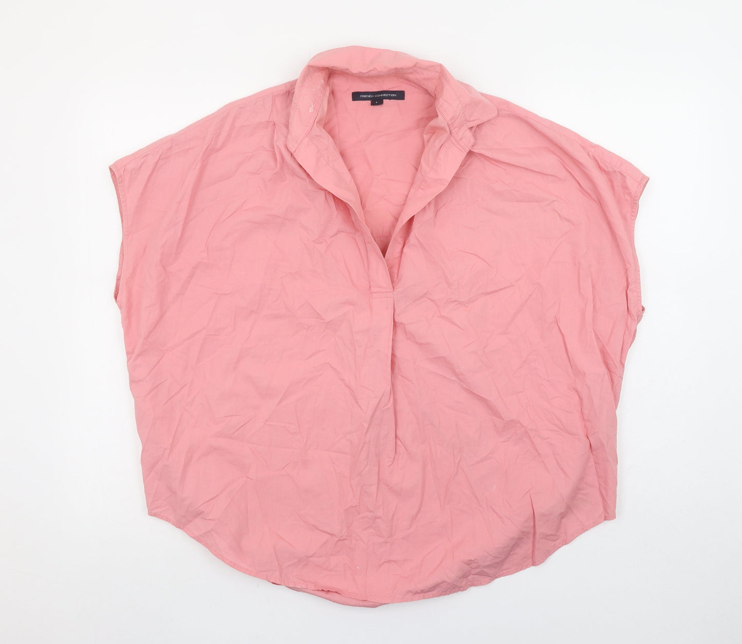 French Connection Womens Pink Collared Blouse Size S Casual Cotton Top