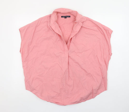 French Connection Womens Pink Collared Blouse Size S Casual Cotton Top