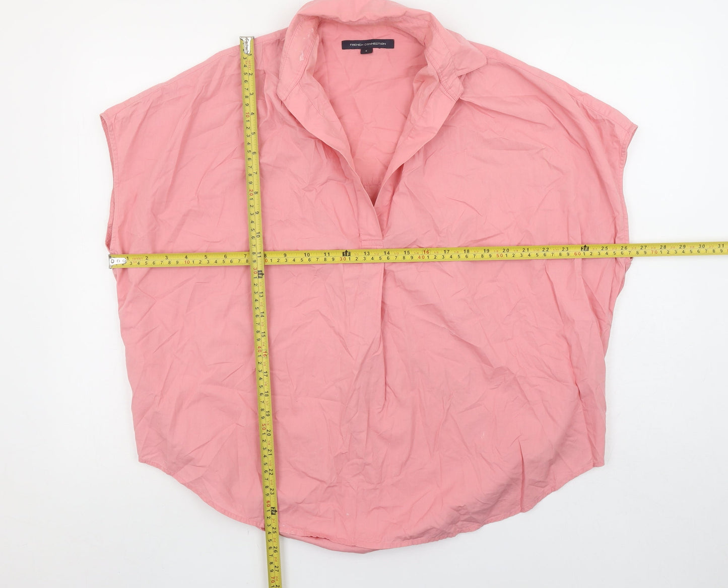 French Connection Womens Pink Collared Blouse Size S Casual Cotton Top