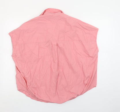 French Connection Womens Pink Collared Blouse Size S Casual Cotton Top