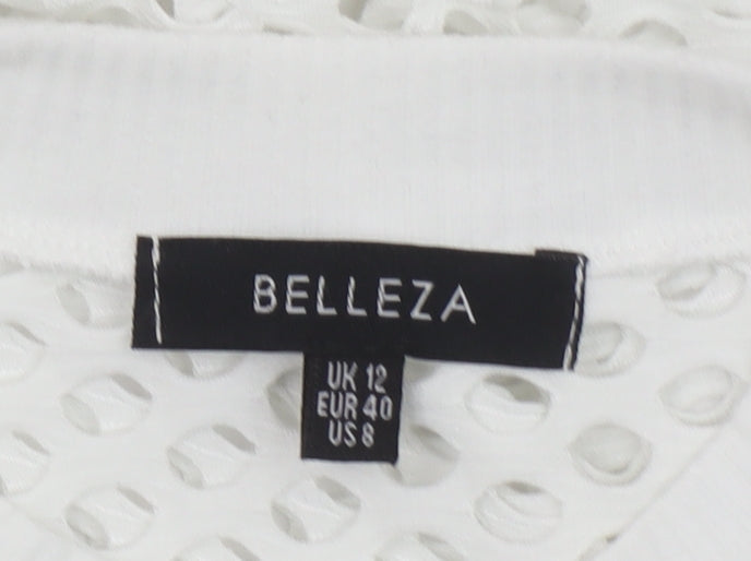 Womens UK Size 12 Belleza White Jersey T-Shirt