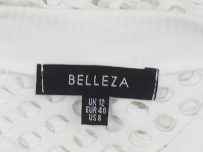 Womens UK Size 12 Belleza White Jersey T-Shirt