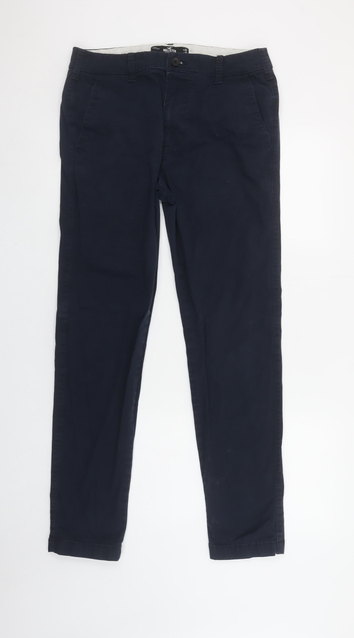 Hollister Men's Blue Skinny Chino Trousers W32 L32 Slim Fit