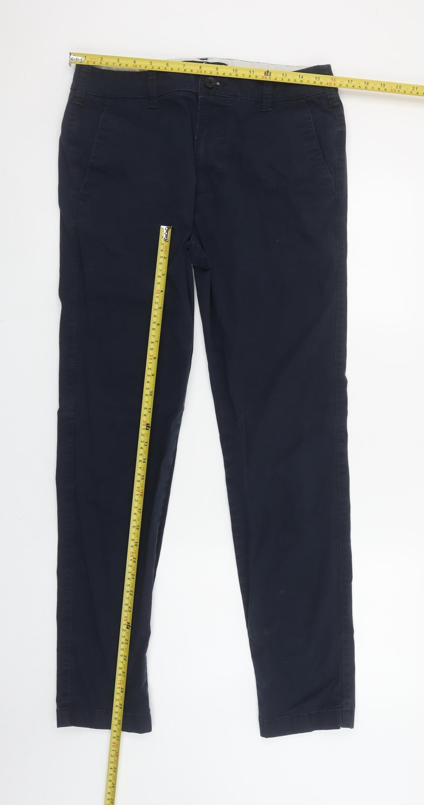 Hollister Men's Blue Skinny Chino Trousers W32 L32 Slim Fit