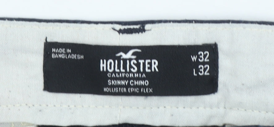 Hollister Men's Blue Skinny Chino Trousers W32 L32 Slim Fit