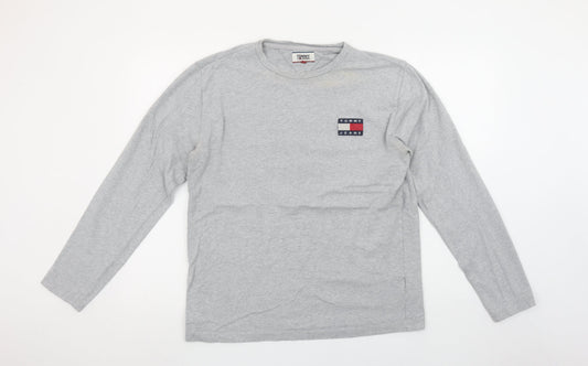Tommy Jeans Men’s Grey Long Sleeve Cotton Crew Neck T-Shirt M