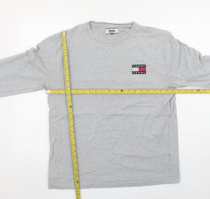 Tommy Jeans Men’s Grey Long Sleeve Cotton Crew Neck T-Shirt M