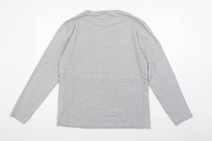 Tommy Jeans Men’s Grey Long Sleeve Cotton Crew Neck T-Shirt M