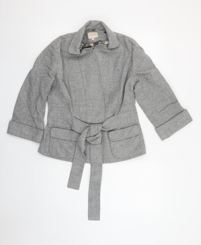 Whistles Womens Grey Wool Belted Blazer Jacket UK 12