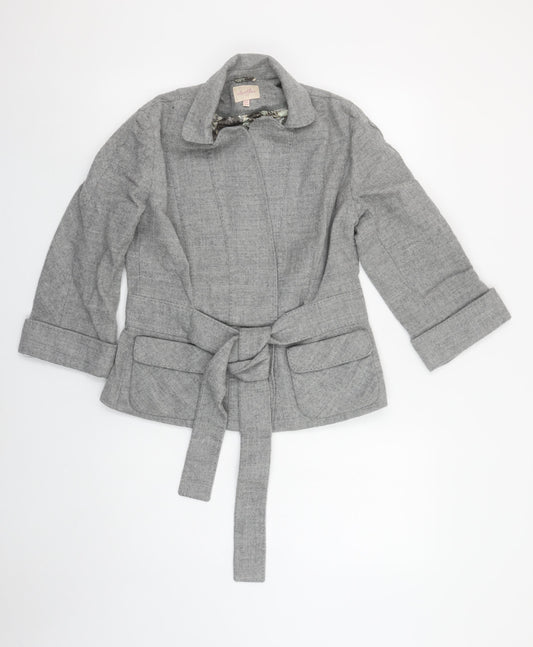 Whistles Womens Grey Wool Belted Blazer Jacket UK 12