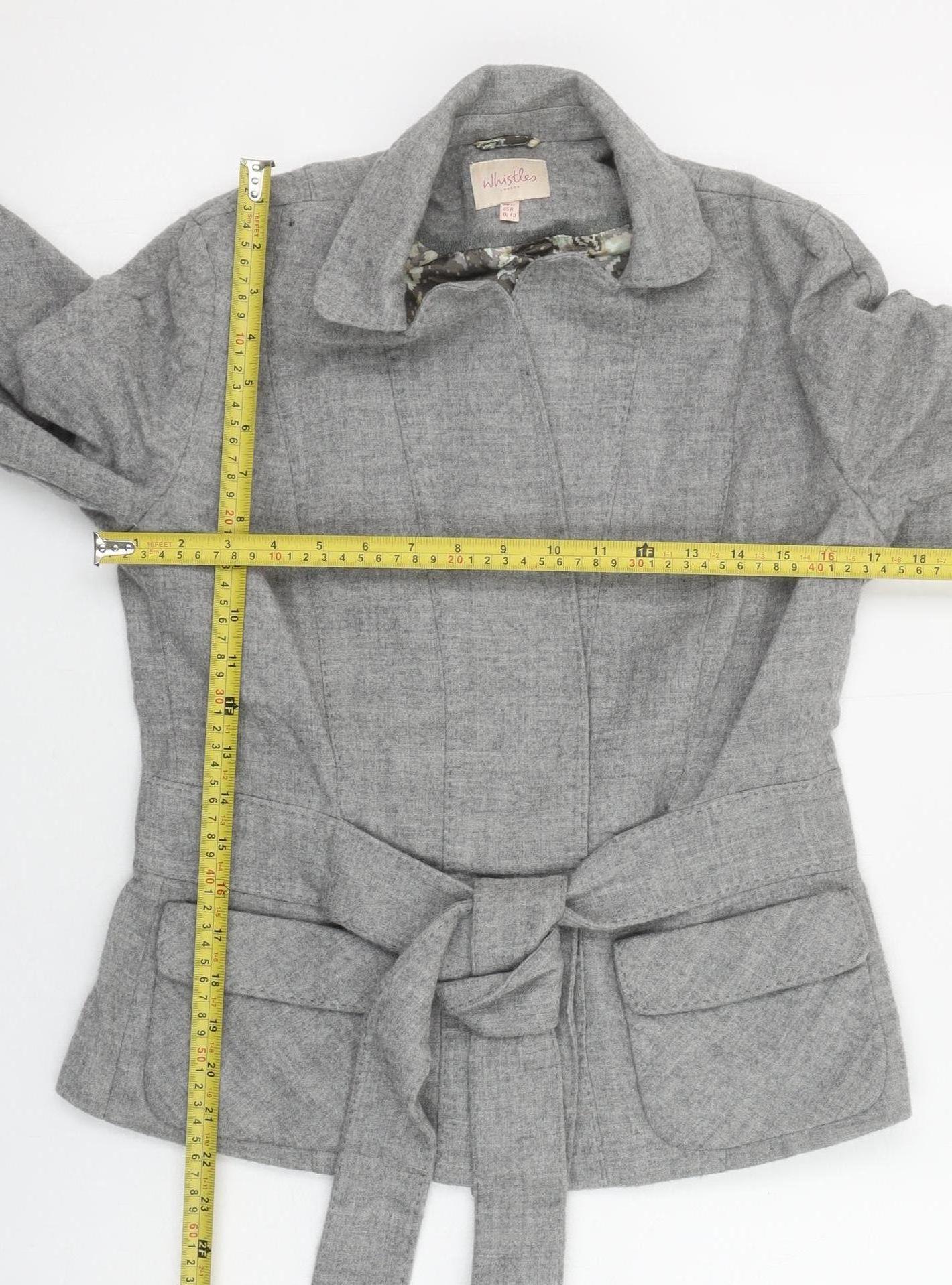 Whistles Womens Grey Wool Belted Blazer Jacket UK 12