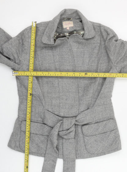 Whistles Womens Grey Wool Belted Blazer Jacket UK 12