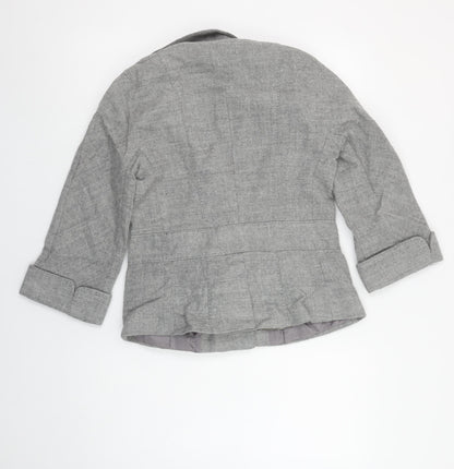 Whistles Womens Grey Wool Belted Blazer Jacket UK 12