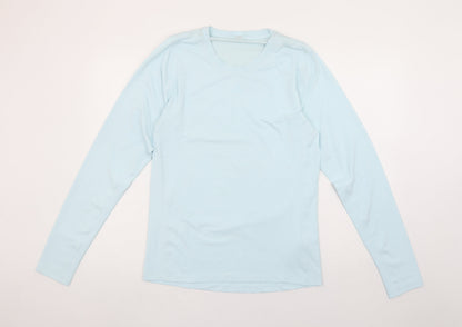 adidas Womens Blue Long Sleeve Running Top Size L Moisture Wicking