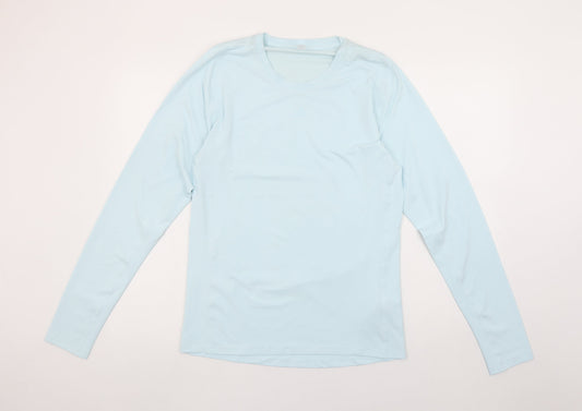 adidas Womens Blue Long Sleeve Running Top Size L Moisture Wicking