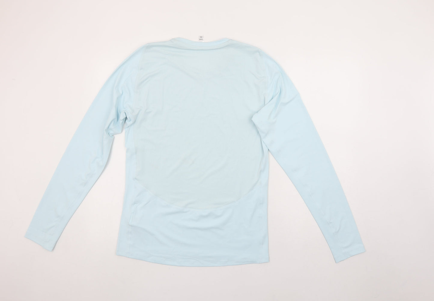 adidas Womens Blue Long Sleeve Running Top Size L Moisture Wicking