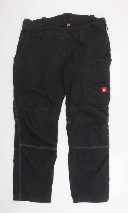 Strauss Men's Black Cargo Workwear Trousers Size 28 Regular Fit