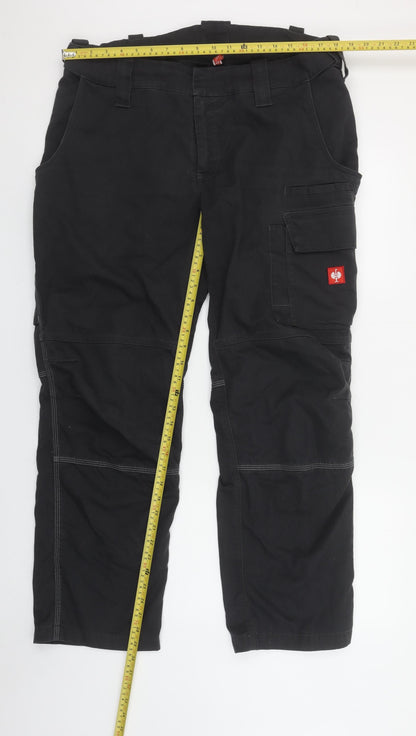 Strauss Men's Black Cargo Workwear Trousers Size 28 Regular Fit