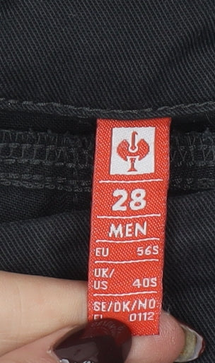 Strauss Men's Black Cargo Workwear Trousers Size 28 Regular Fit