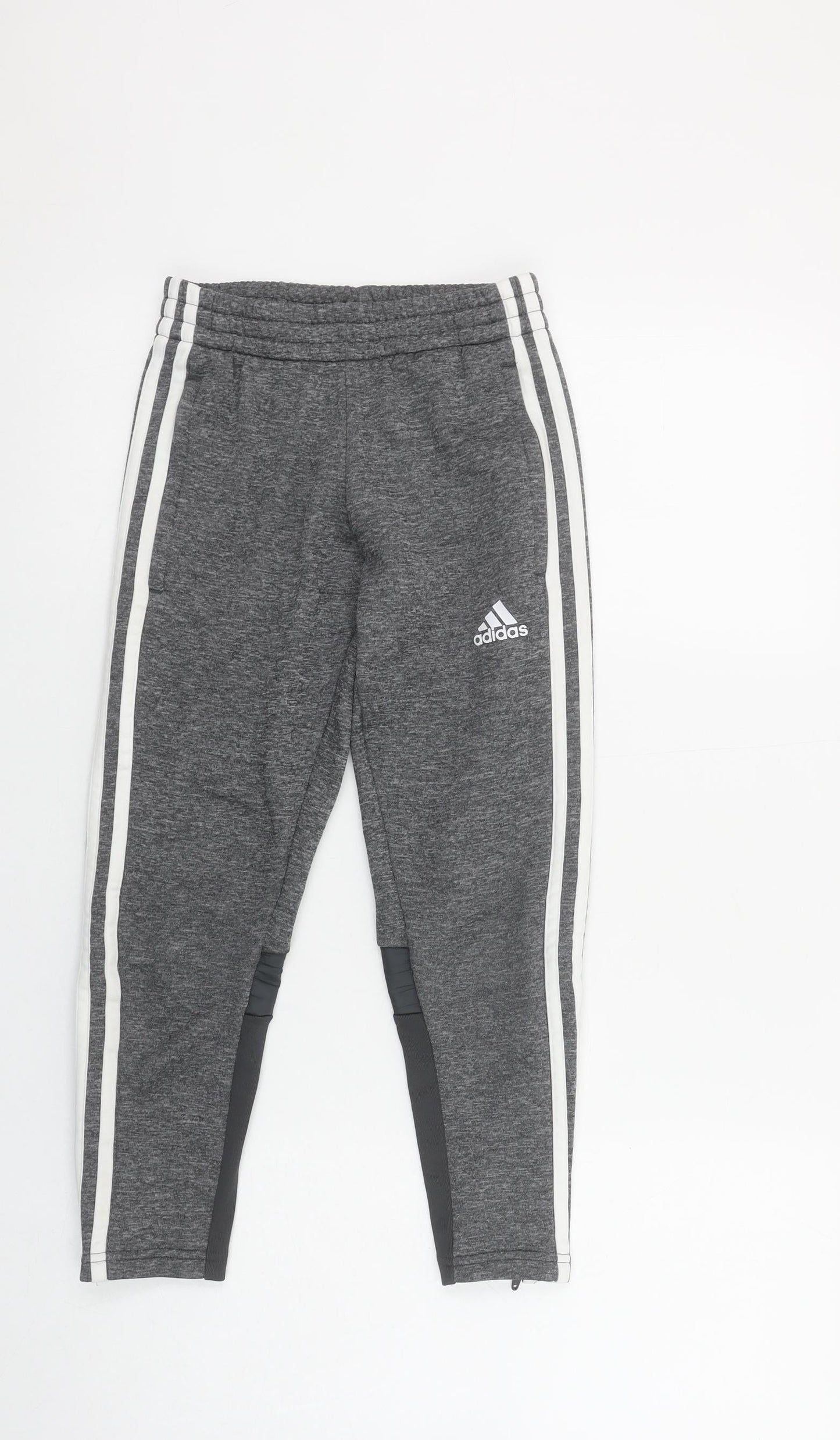 adidas Girls Grey Ankle Sports Leggings 7-8 Years Quick Dry Stretch