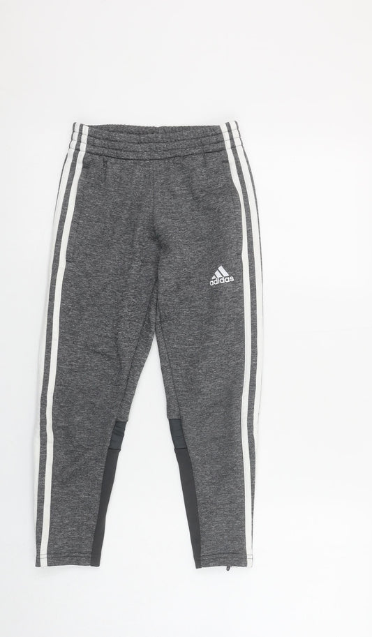 adidas Girls Grey Ankle Sports Leggings 7-8 Years Quick Dry Stretch