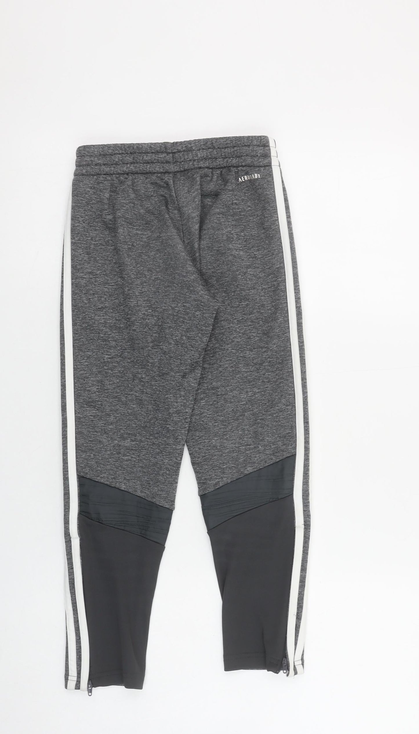 adidas Girls Grey Ankle Sports Leggings 7-8 Years Quick Dry Stretch
