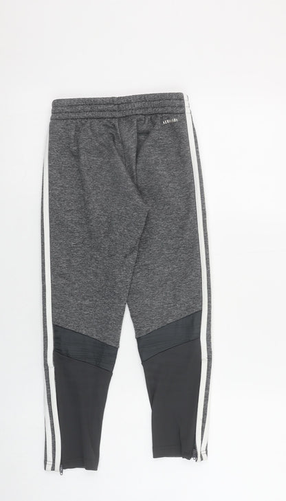 adidas Girls Grey Ankle Sports Leggings 7-8 Years Quick Dry Stretch