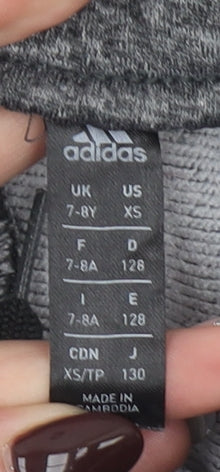 adidas Girls Grey Ankle Sports Leggings 7-8 Years Quick Dry Stretch