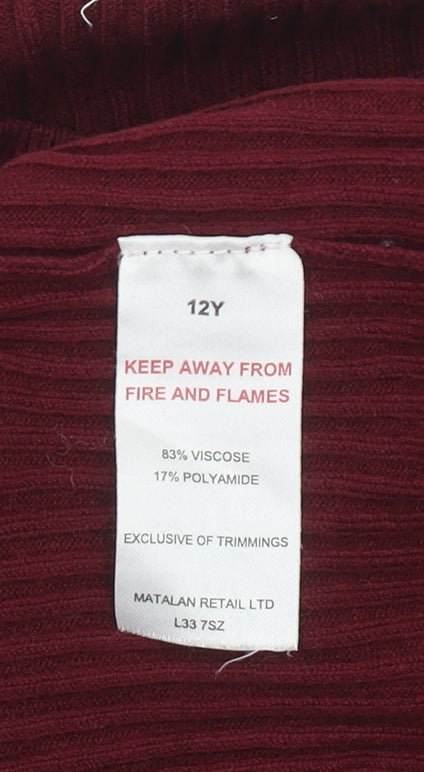Girls UK Size 12 Years Matalan Red Pullover T-Shirt