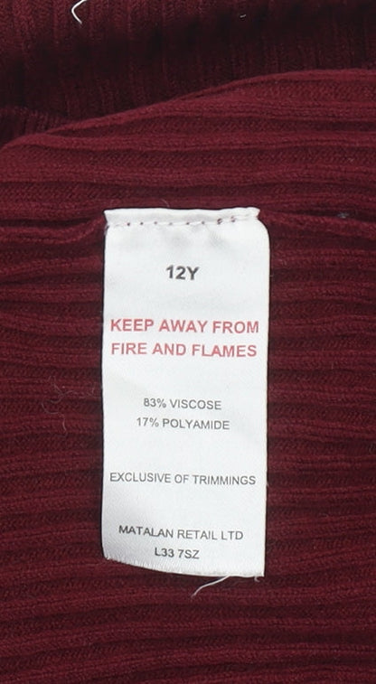 Girls UK Size 12 Years Matalan Red Pullover T-Shirt
