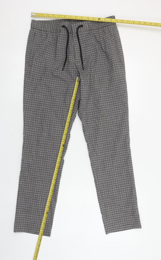 River Island Men’s Grey Check Slim Jogger Trousers Size S (32x30)