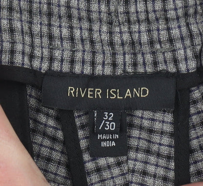 River Island Men’s Grey Check Slim Jogger Trousers Size S (32x30)