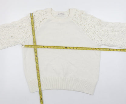 Tu Women Ivory Knit Puff Sleeve Pullover Jumper Size 16