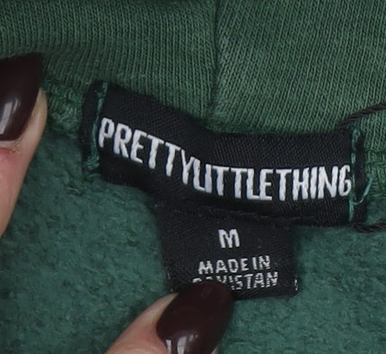 Womens UK Size M PRETTYLITTLETHING Green Pullover Hoodie