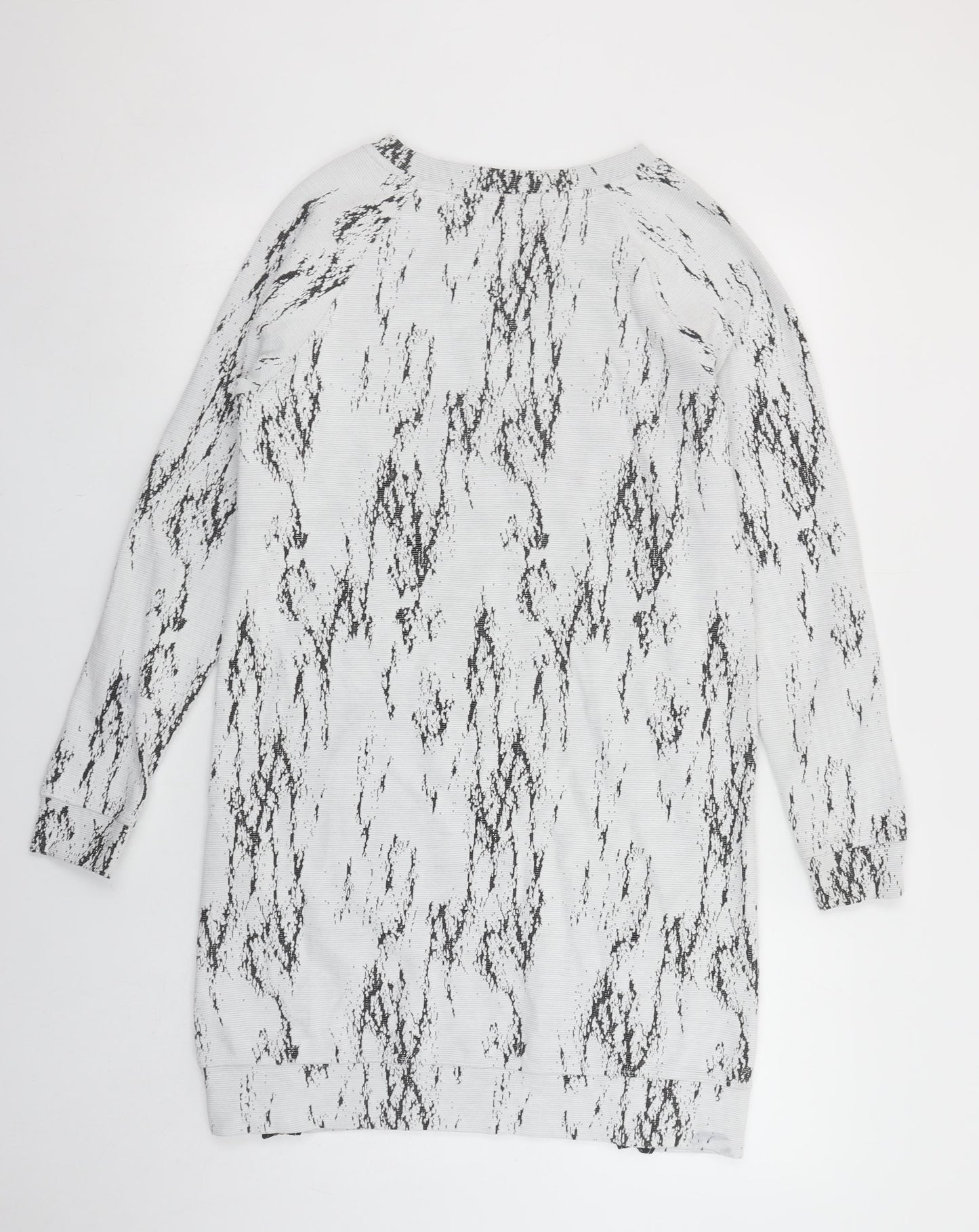 Next Women Grey Knit Shift Dress Size 12 Long Sleeve Zip Detail