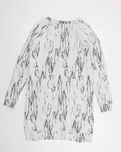 Next Women Grey Knit Shift Dress Size 12 Long Sleeve Zip Detail