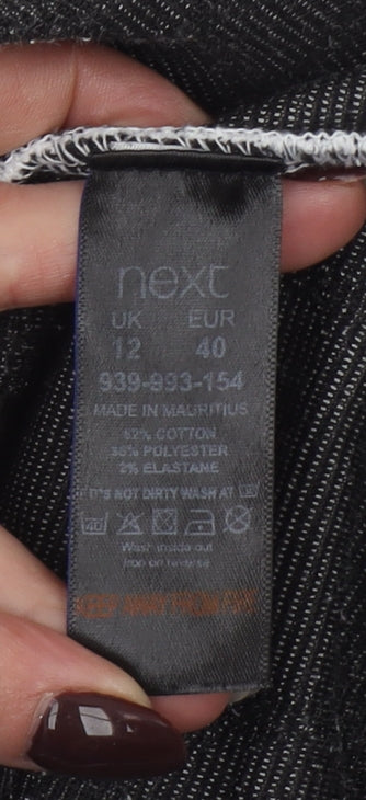 Next Women Grey Knit Shift Dress Size 12 Long Sleeve Zip Detail