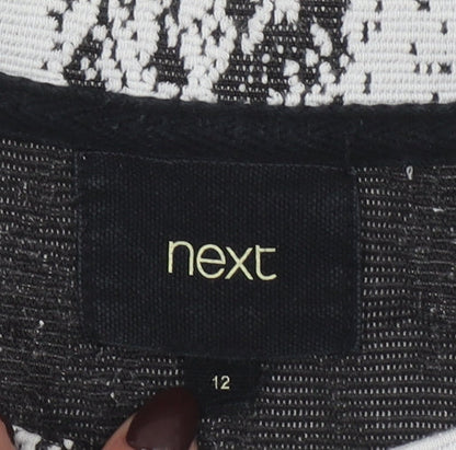 Next Women Grey Knit Shift Dress Size 12 Long Sleeve Zip Detail