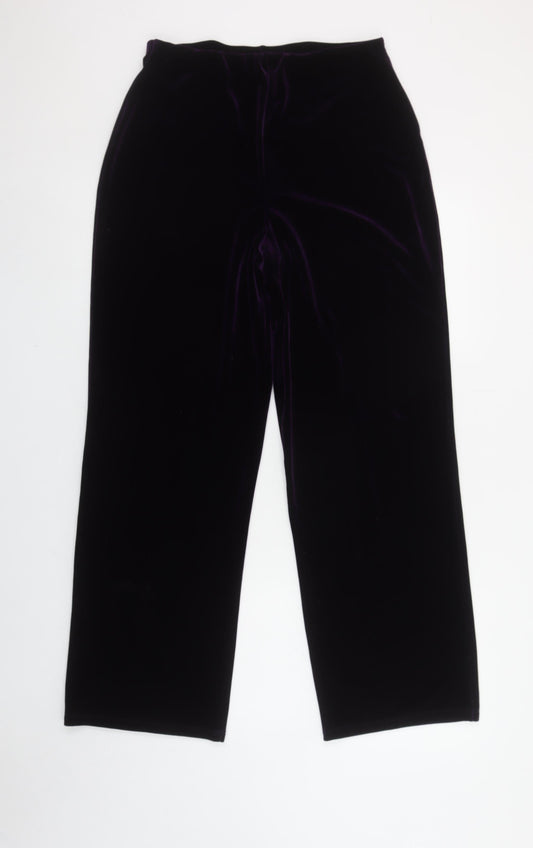 St. Bernard Women’s Purple Velvet Stretch Straight Trousers Size 12