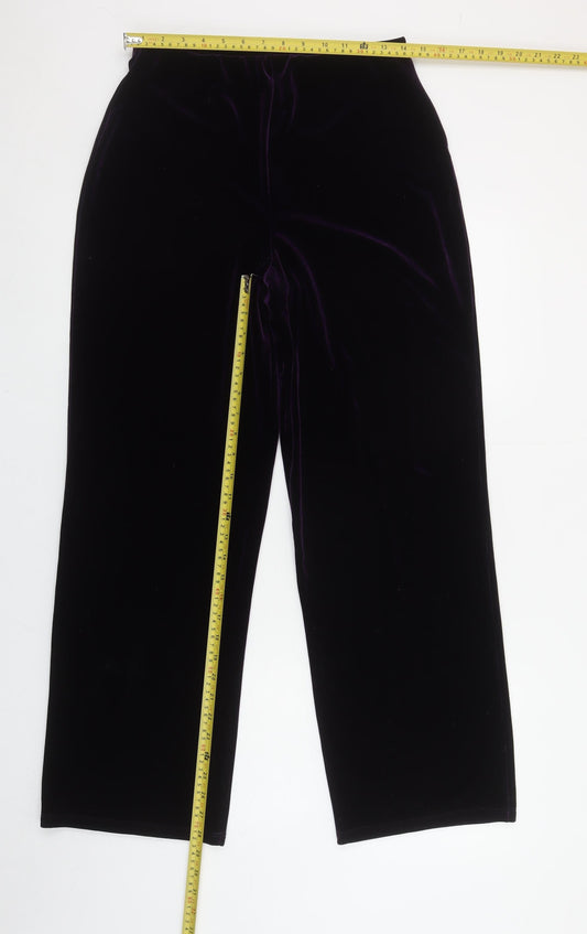 St. Bernard Women’s Purple Velvet Stretch Straight Trousers Size 12