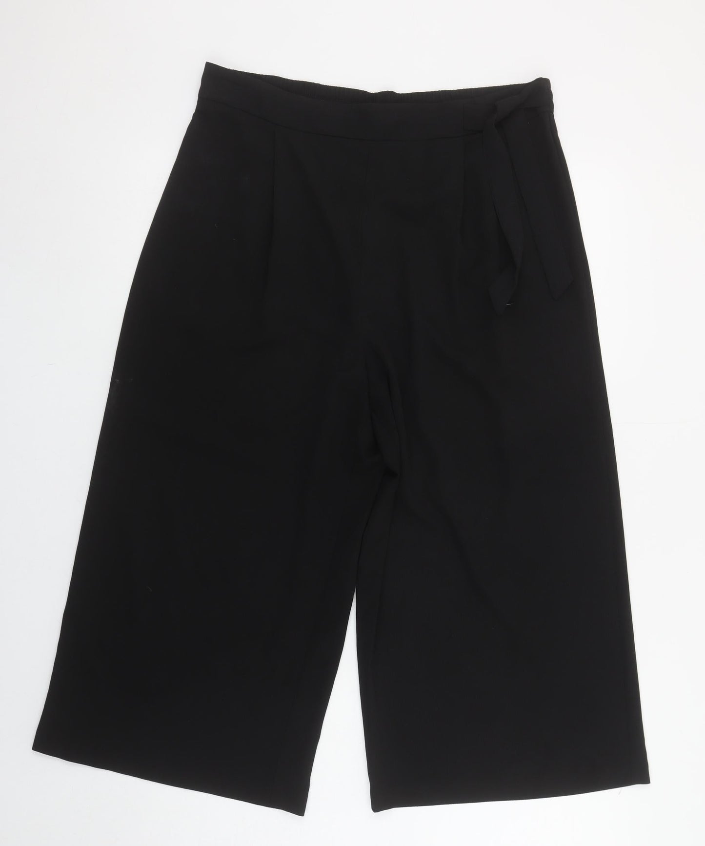 George Womens Black Wide-Leg Cropped Trousers Size 12