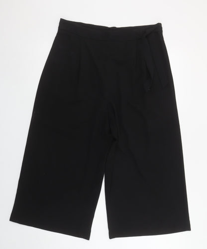 George Womens Black Wide-Leg Cropped Trousers Size 12