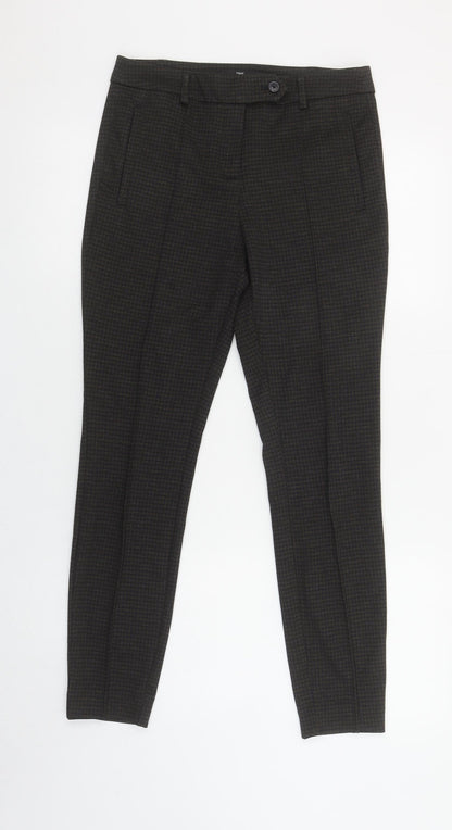 Next Women Brown Check Tailored Slim Tapered Trousers Size 6