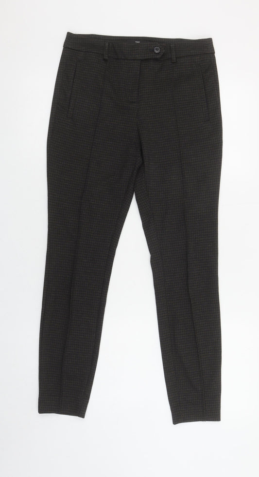 Next Women Brown Check Tailored Slim Tapered Trousers Size 6