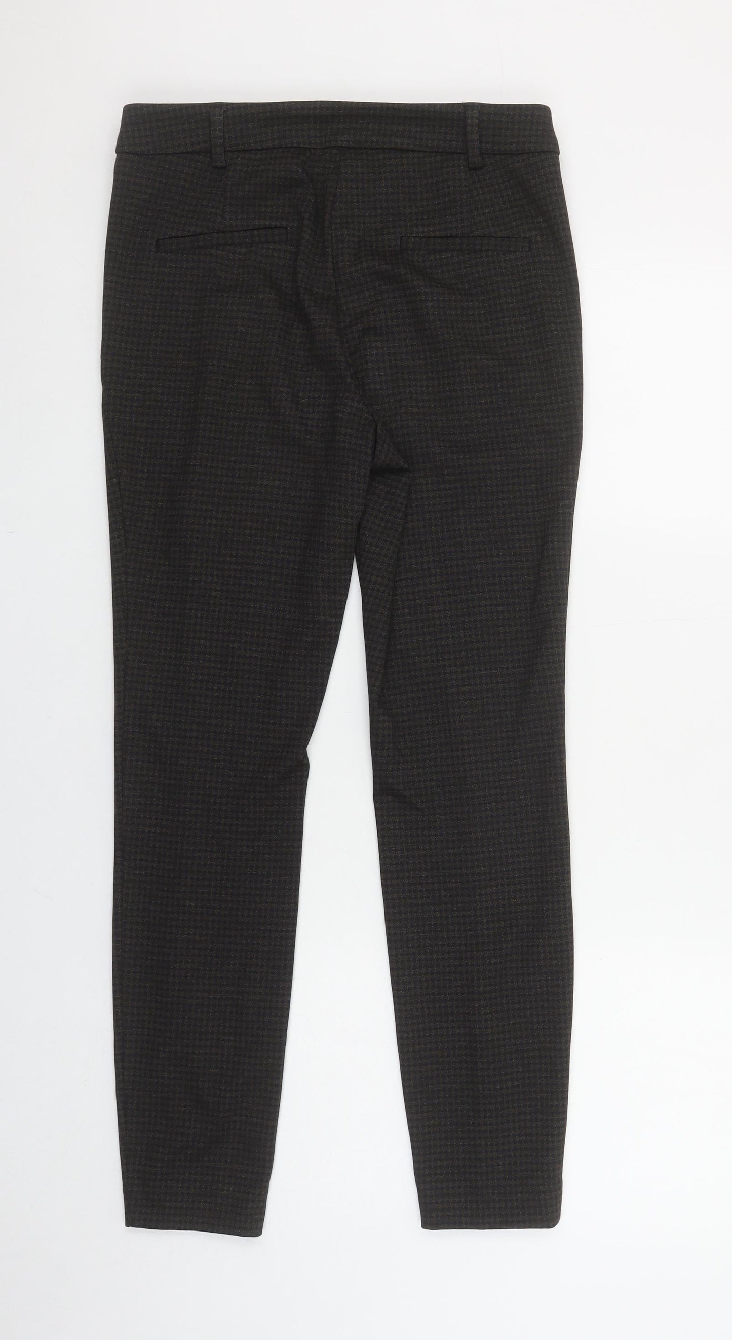 Next Women Brown Check Tailored Slim Tapered Trousers Size 6