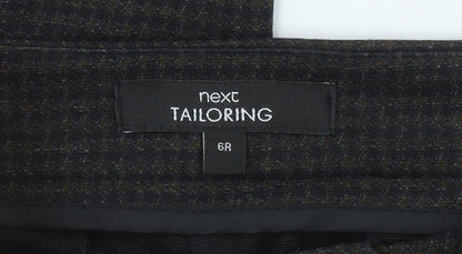 Next Women Brown Check Tailored Slim Tapered Trousers Size 6