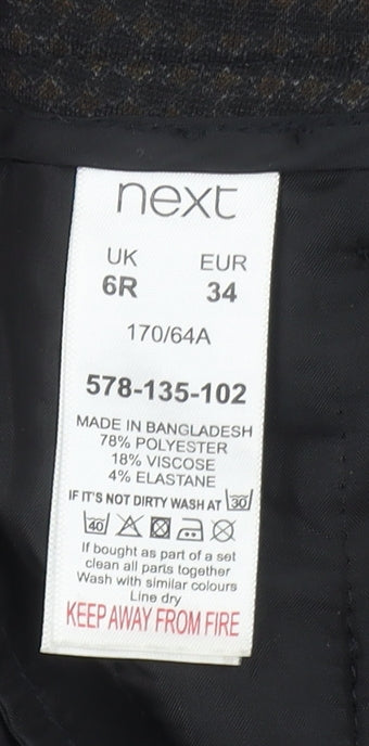 Next Women Brown Check Tailored Slim Tapered Trousers Size 6