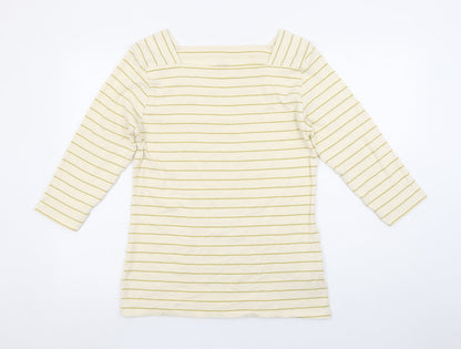 Nutmeg Womens Beige Striped Boat Neck 3/4 Sleeve T-Shirt Size 16