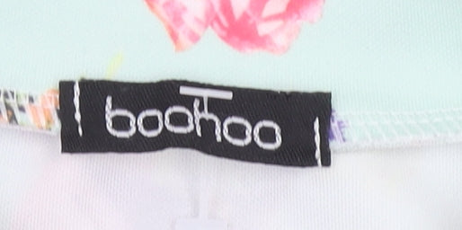 Boohoo Womens Multicoloured Floral Bomber Zip Blouse Size 12