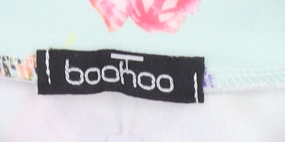 Boohoo Womens Multicoloured Floral Bomber Zip Blouse Size 12